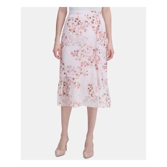 CALVIN KLEIN Dresses & Skirts - CALVIN KLEIN Womens Pink Floral A-Line Skirt 8